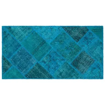 

Handmade Turquoise Vintage Overdyed Patchwork Area Rug 080x150 Cm-2'7''X4'11''