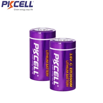 

2PCS PKCELL ER26500M 26500 Li-SOCl2 ER26500 3.6V 6500mAh C size battery lithium primary power type batteries for water meter