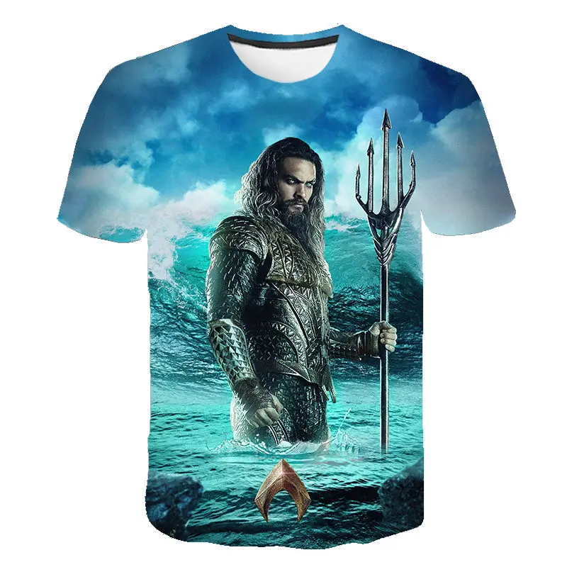 Футболка Aquaman для мужчин и женщин модная уличная рубашка с коротким рукавом 3D
