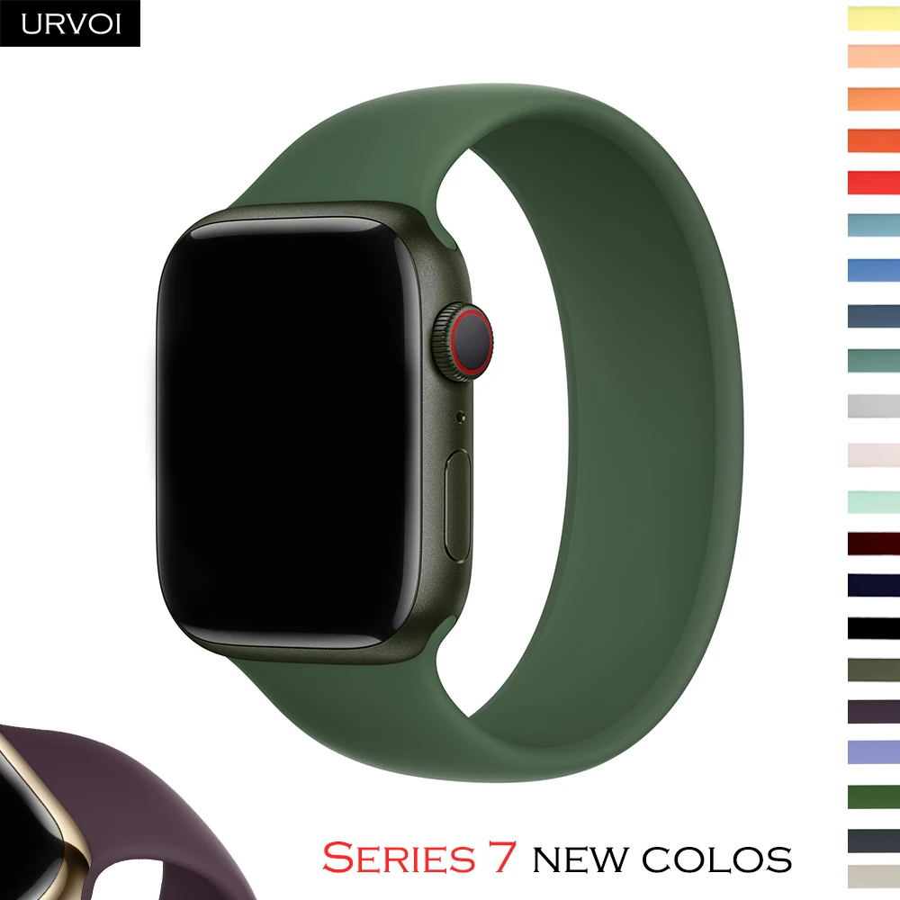 URVOI solo loop for Apple Watch sport band series 7 6 SE 5 4 3 2 1 silicone  rubber strap for iWatch stretchable replacement|Watchbands| - AliExpress