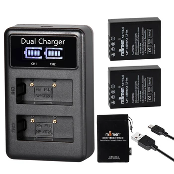 

AMS-Mamen 2 Pcs 1800MAh NP W126S NP-W126 NP W126 Fujifilm Digital Camera Battery + USB LCD Dual Charger for Fuji HS30EXR HS33EXR