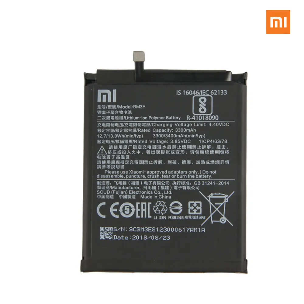 Сменный аккумулятор оригинального размера 3400 мАч для BM3E Xiaomi 8 MI8 M8 оригинальный