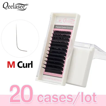 

Qeelasee 20 cases/lot M curl False Eyelash Extensions Mink Black Material 8-15mm Mixed Tray M curl Makeup Lashes