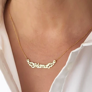 

AurolaCo Fashion Trend Custom Name Necklace Stainless Steel Personality Cute Angel Wing Necklace Jewelry Birthday Gift
