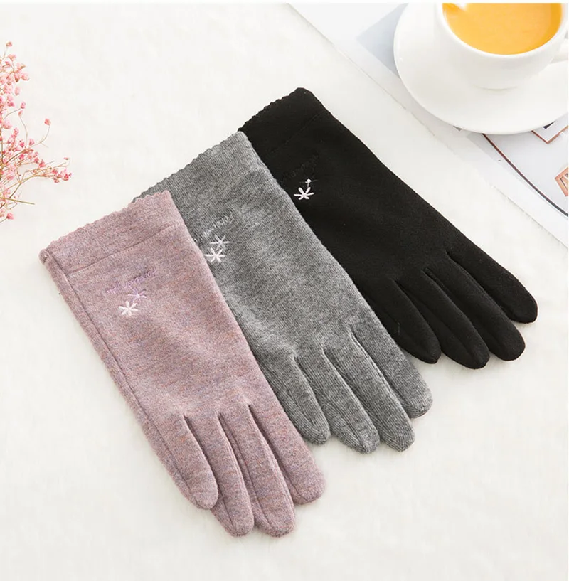Модные женские осенне-зимние теплые спортивные перчатки с плюшевой подкладкой для фитнеса, езды на велосипеде с сенсорным экраном, женские шерстяные вязаные кашемировые перчатки C70