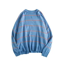 Новые мужские свитера с круглым вырезом Свободный Полосатый Досуг Мягкий теплый вязаный стиль подходящий ко всему пуловер мужской s свитер ABZ571