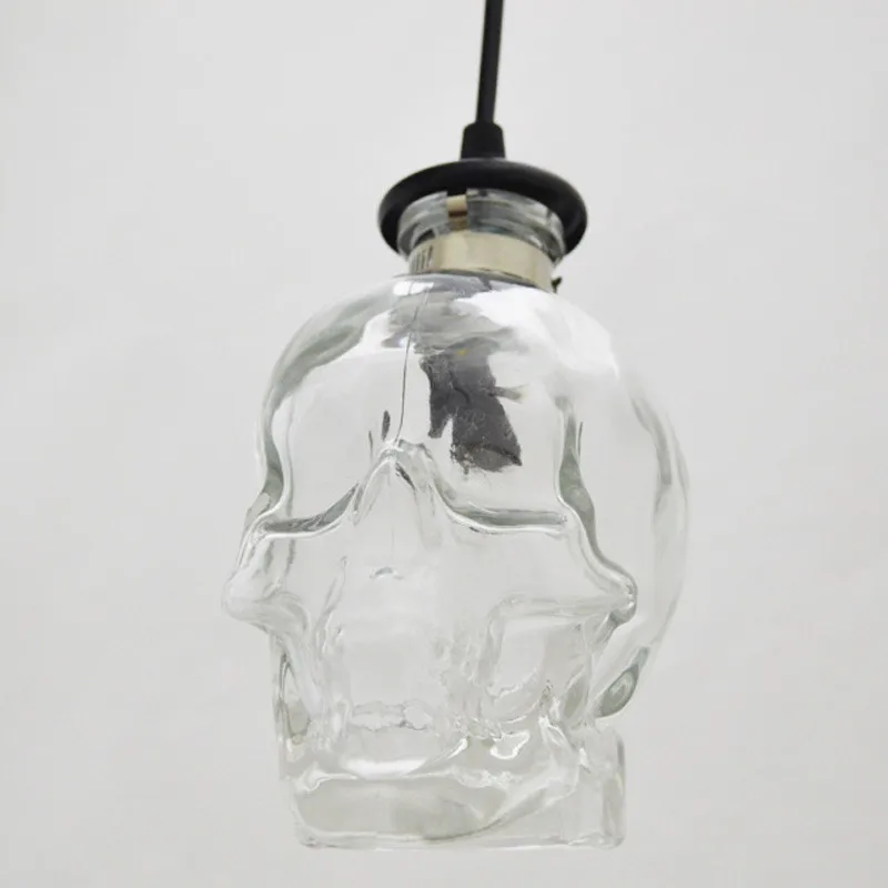 Ретро череп прозрачный стеклянный кулон столовая Бар стеклянная бутылка подвесной светильник демон дух скелет для искусства домашний Декор Светильник