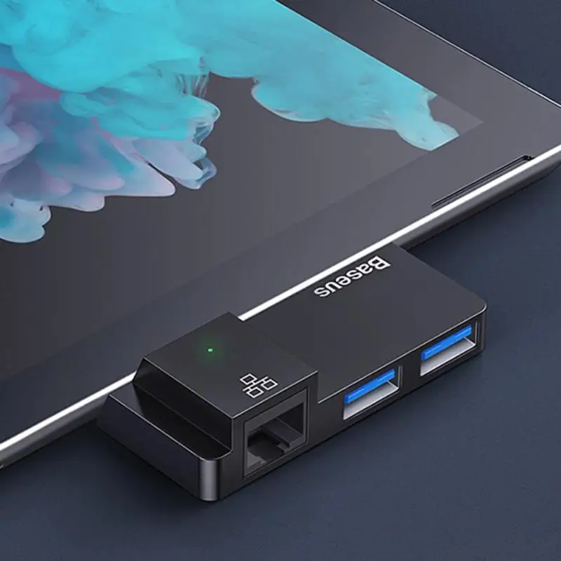 Baseus USB 3,0 мульти-функциональный хаб 3 в 1 взаимный обмен данными между компьютером и периферийными устройствами с 2 портами(стандарт 3,0+ RJ45 концентратор USB LAN переходник для Surface Pro для всей поверхности RT серии