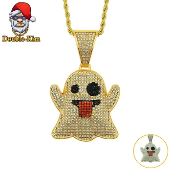 

Ghosts Zircon Pendant Necklace Men Hiphop Rock Street Culture Zinc Alloy Inlaid Zircon Chain Necklace Fashion Man Jewelry Gift