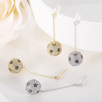 

WYBU CZ AAA Cubic Zironia Drop Earrings For Women New Style 925 Sterling Silver Anti-allergic Long Chain Ball Pendant Earrings