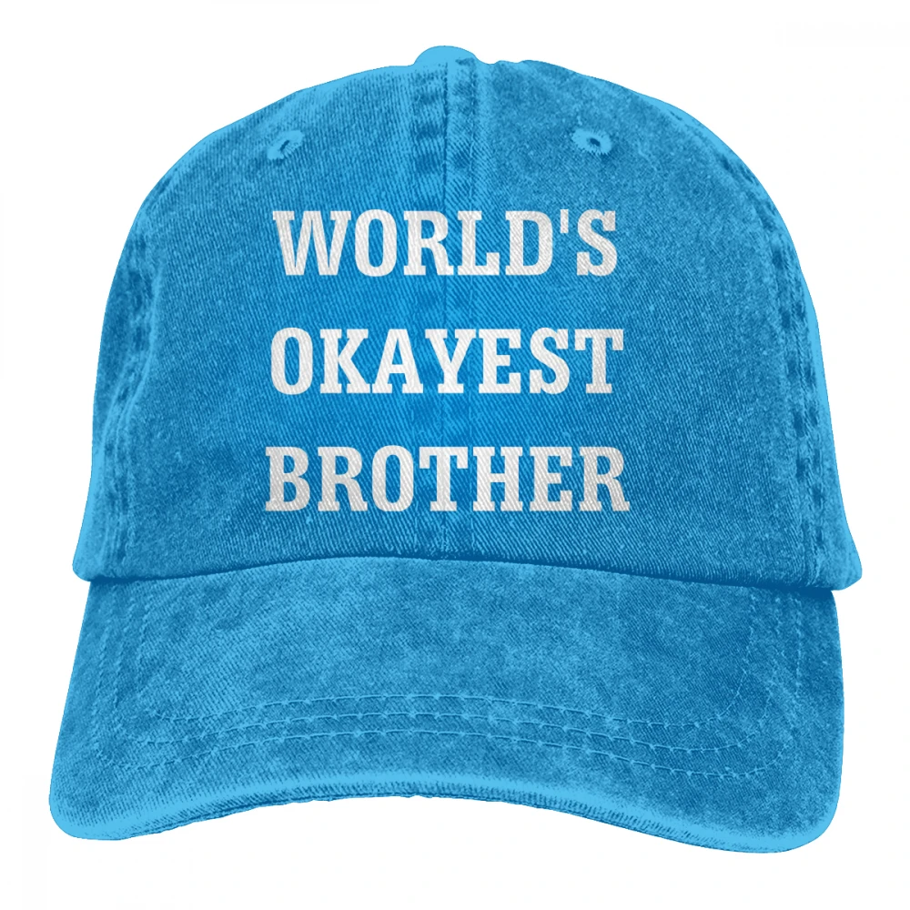 World's Okayest Brother Casquette черные унисекс Мужские Женские джинсовые бейсболка с ремешком кепки Регулируемая шляпа для гольфа папа