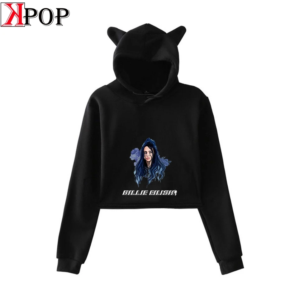 Billie Eilish 20th Century Tour женские модные худи с кошачьими ушами толстовки пупком