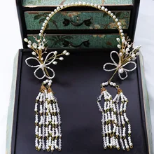 Жемчужная Повязка для волос с кисточками головной убор Красивая классика в форме бабочки жемчужный головной убор невесты поддержка