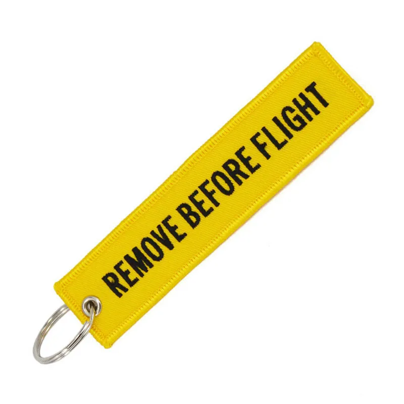 

Remove Before Flight Key Fob llaveros Important Things Tag Yellow Embroidery OEM Key Chian Jewelry Aviation Gifts llavero mujer