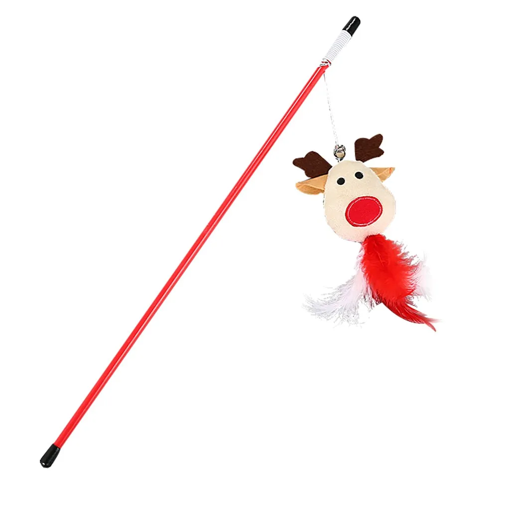 Новинка года! забавные барабанные палочки Rods для кошек с перьями, Рождественская игрушка# YC106 - Цвет: B