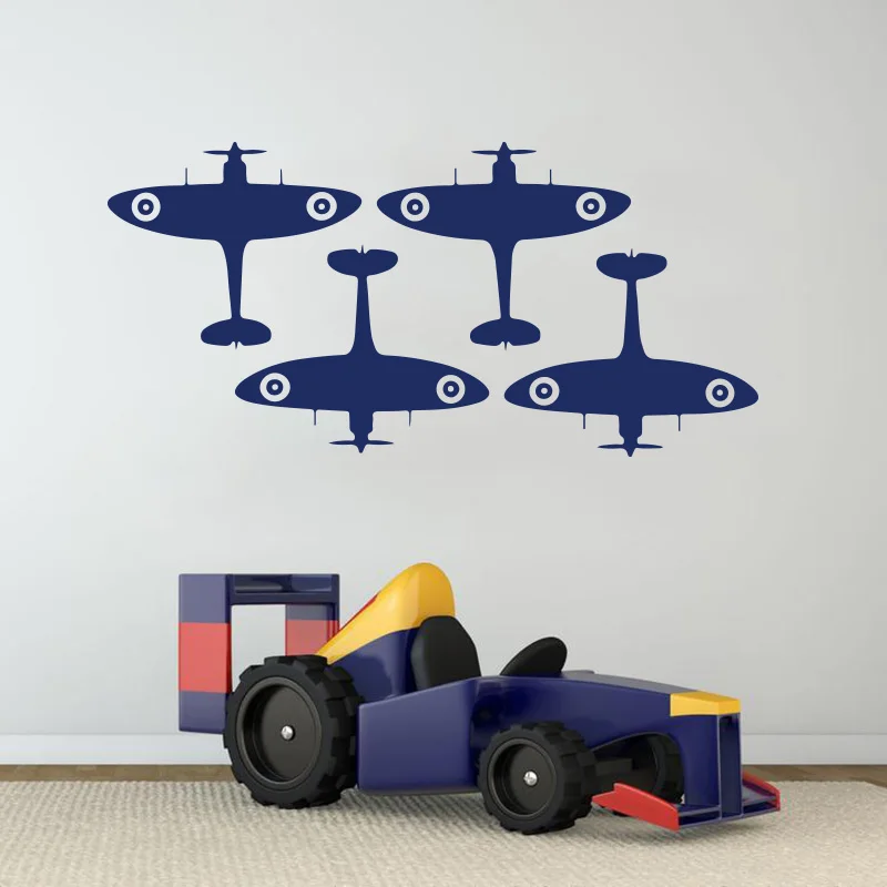 4 шт. Spitfire самолет потолочная Наклейка на стену для детской комнаты мультфильм боец Военная спальня с настенными наклейками виниловая наклейка