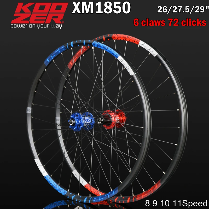 Набор колес для горного велосипеда Koozer XM1850 MTB 26/27. 5 дюймов 8 9 10 11 скоростей 72 кольца с быстроразъемным поворотом через ось 4 подшипника велосипедная колесная пара