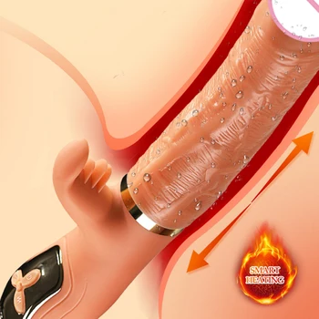 Handheld Thrusting Dildo Vibrator Clit Licking Toys Vagina Stimulation Sex Toys For Woman Telescopic Swing Vibrating Dildo 2