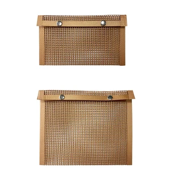 

2-Piece Barbecue Grill Pad Set Reusable Non-Stick Barbecue Grill Bag Heat-Resistant Grill Pan Pad
