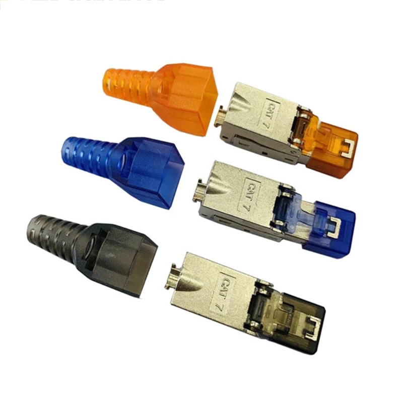 

10pcs/set Tool-Free Zinc Alloy Shielded RJ45 Cat 7 Terminal Plug Cat7 Connector 23GB
