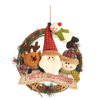 

Ornaments Christmas Wreath Rattan Garland Snowman Elk Vine Ring Pendant Christmas Decoration For Window Door