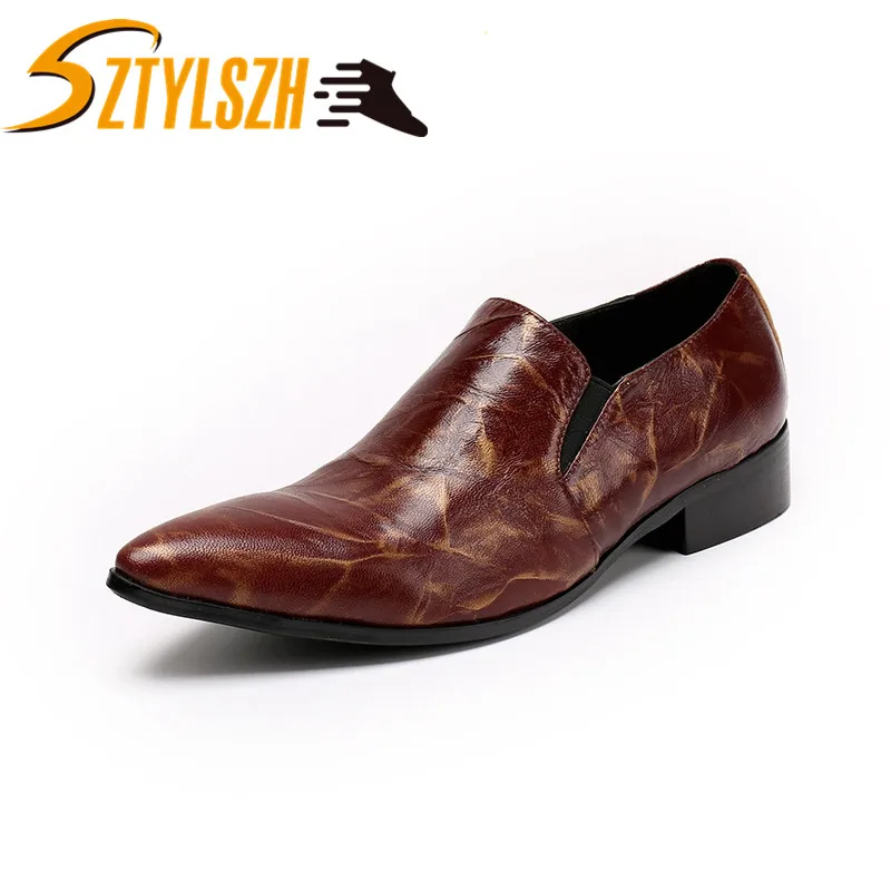 

Luxury Italian Retro Designer Brogue Genuine Leather Slip-on shoes Mens Formal Dress Party Work Office Wedding Shoes Zapatos