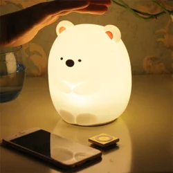 Kawai – lampe en Silicone ours polaire factice, lampe d'alimentation, cadeau d'anniversaire pour femme, Table de chevet, chambre à coucher, éclairage décoratif, cadeau pour bébé et enfant 