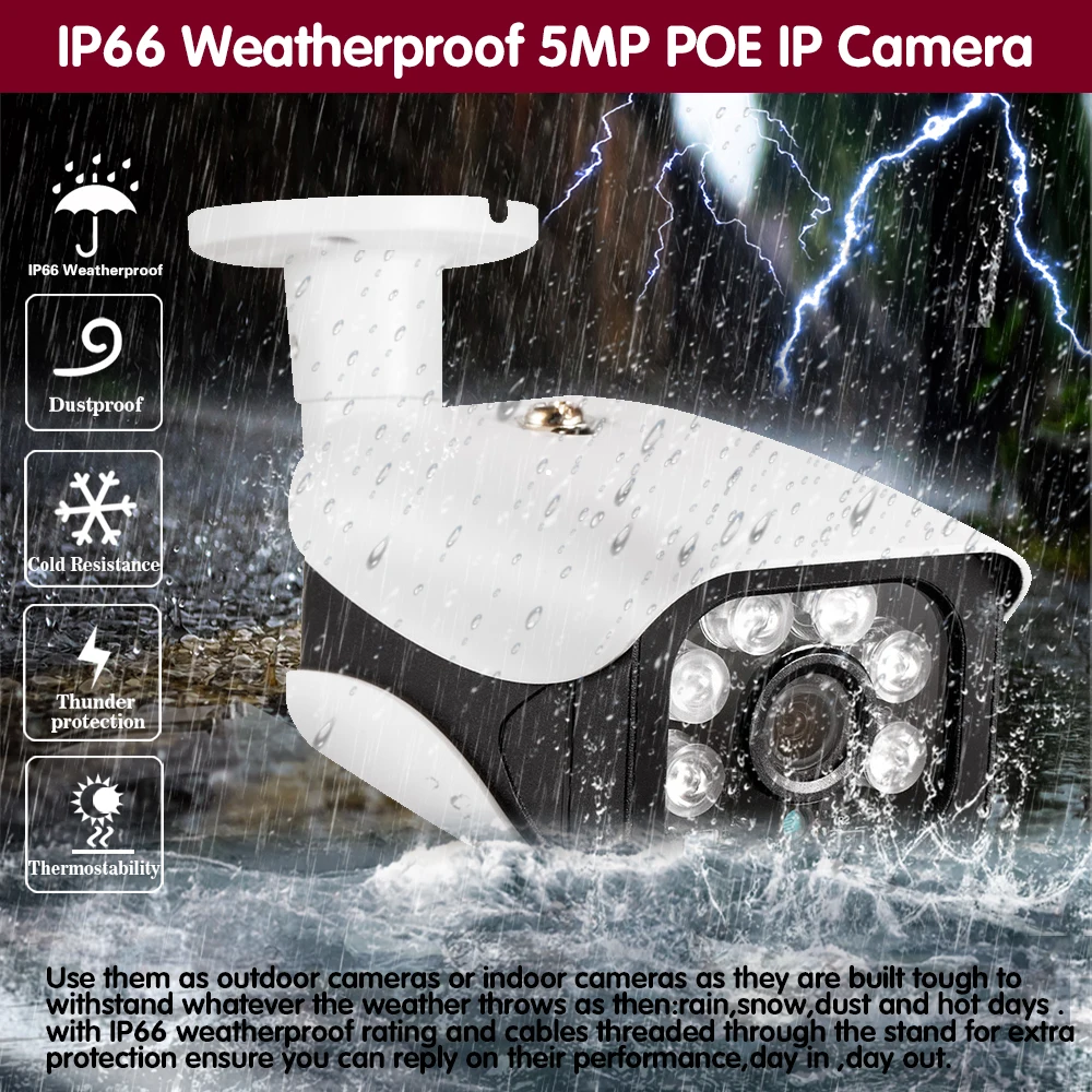 H.265 8CH 5MP POE Face Audio Record NVR Security Camera System Kit IP Camera Outdoor Waterproof CCTV Video Surveillance NVR Set
