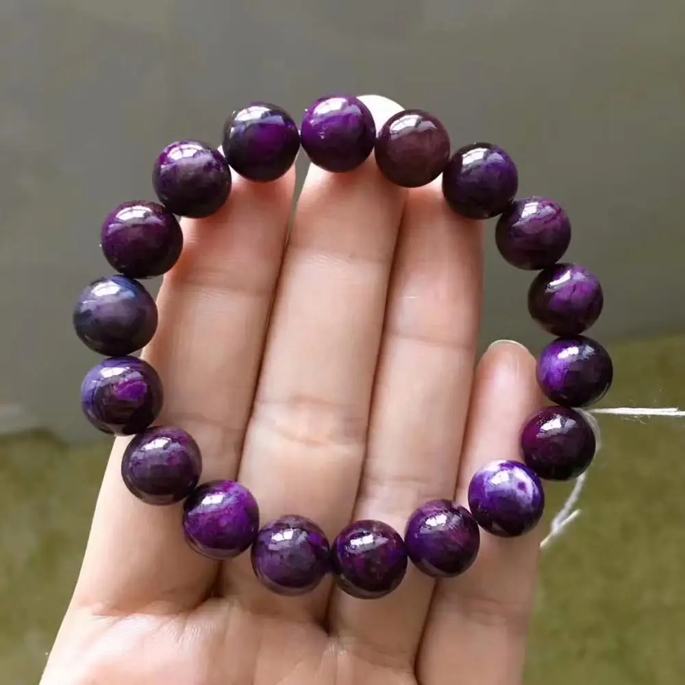 Сертификат 10 6 мм настоящий натуральный драгоценный камень Sugilite браслет с