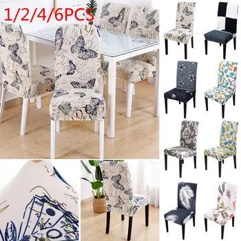 

1/2/4/6PCS Chair Cover Printed Stretch Anti-dirty Elastic Seat Cover Used For Wedding Party Home Kitchen Dining Living Room