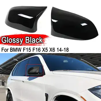 

1Pair Horn M Style Glossy Black Side Mirror Cover Cap Replacement Rearview Shell For BMW F15 F16 X5 X6 2014-2018