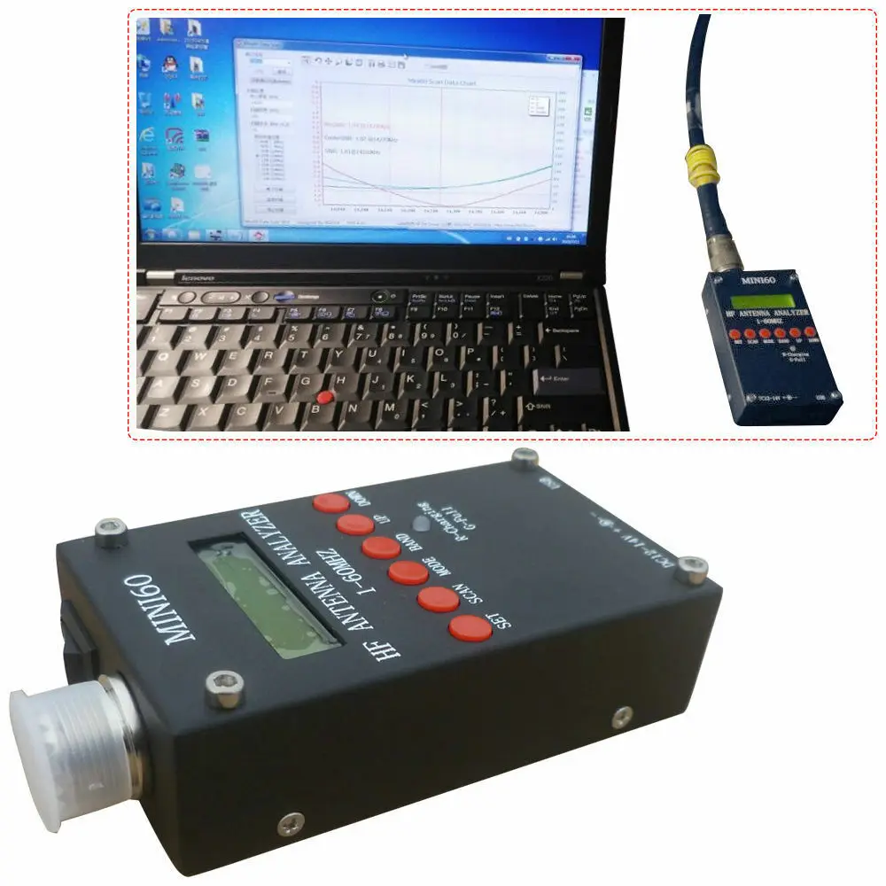 Mini60 Sark100 1-60 МГц HF ANT КСВ Антенный Анализатор метр+ Bluetooth+ Android APP+ батарея+ ПК программное обеспечение для радиолюбителей хоббистов