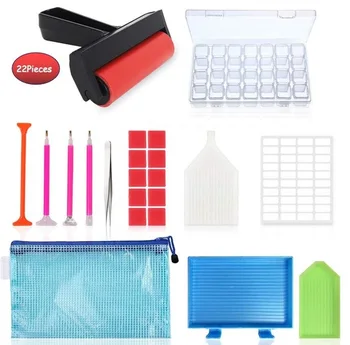 

22 Pieces 5D Diamond Painting Tools Diamond Painting Accessories Kits with Diamond Painting Roller Diamond Cross Stitch Tool Kit