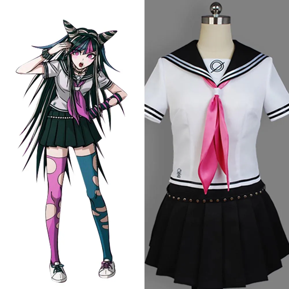 (В наличии) Супер DanganRonpa Ибуки Mioda косплей костюм парик для взрослых женщин