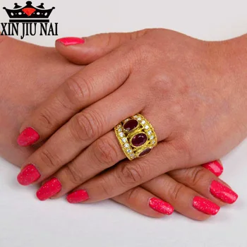 

European and American pomegranate Zircon gold ring Female bohemian engagement ring for Women