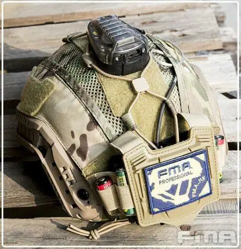 FMA Tactical Helmet Cover Skin Weight Pouch Bag Elastic Battery Holder Loop BKDE 