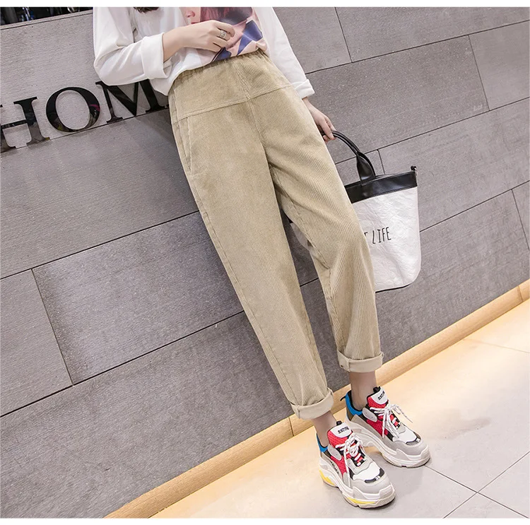 Новая Корейская версия женские вельветовые брюки Осень Зима повседневные штаны женские свободные тонкие хлопковые брюки