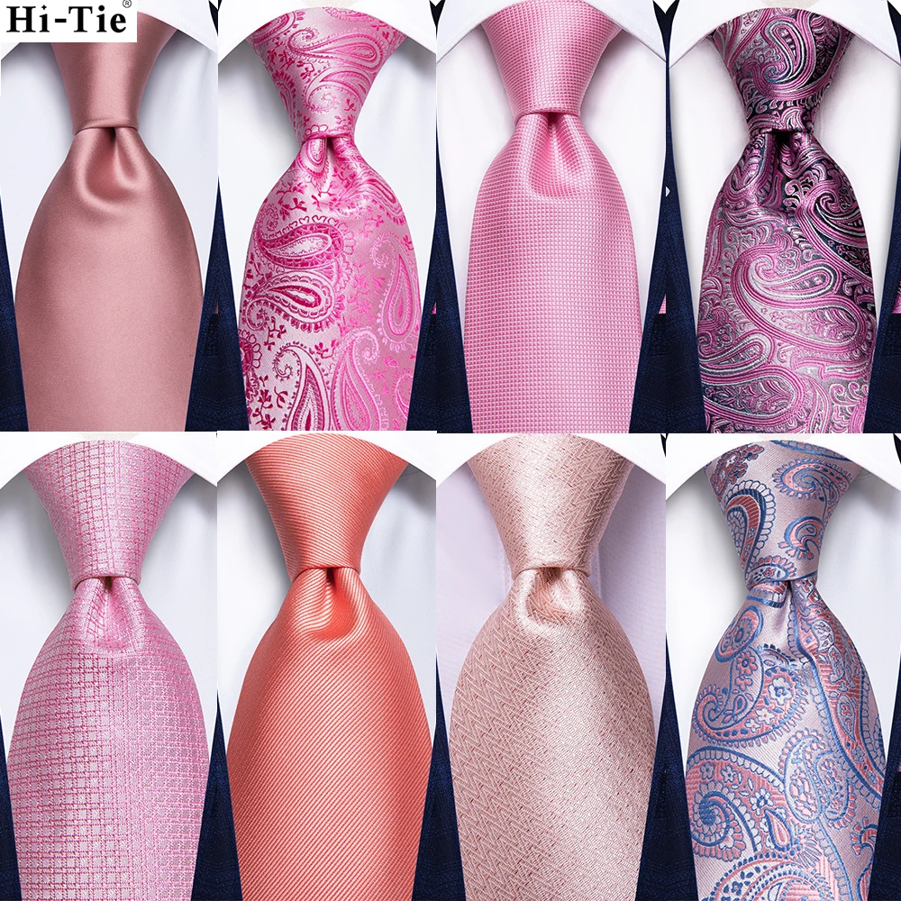 Hi-Tie персиковый розовый коралловый однотонный мужской Шелковый Свадебный