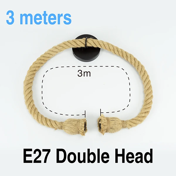 3M Double Rope Винтажный подвесной светильник Эдисона с пеньковой веревкой, держатель E27 1 м 1,5 м 2 м 3M, креативный подвесной светильник, промышленный светильник, базовый Декор - Цвет: 3M Double Rope