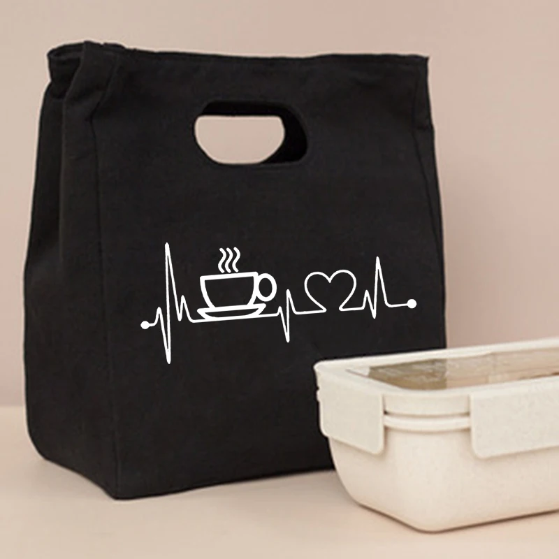 Lifeline Print Fresh Cooler Bags Canvas Portable Thermal Lunch Bags for Women Convenient Lunch Box Tote Dinner Food Bento Pouch