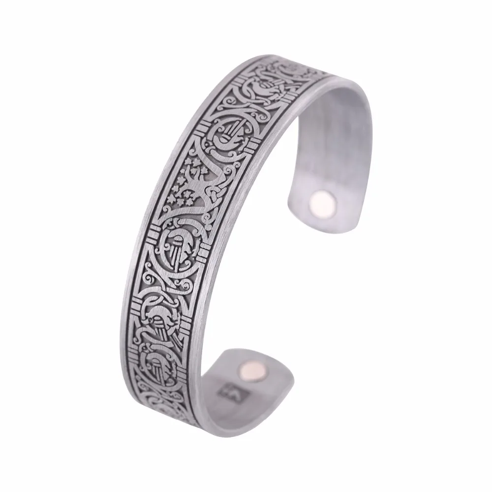 

Skyrim Tree of Life Raven Totem Magnetic Bracelet Nordic Viking Crow Health Care Cuff Bangle Bracelets Jewelry for Men Women