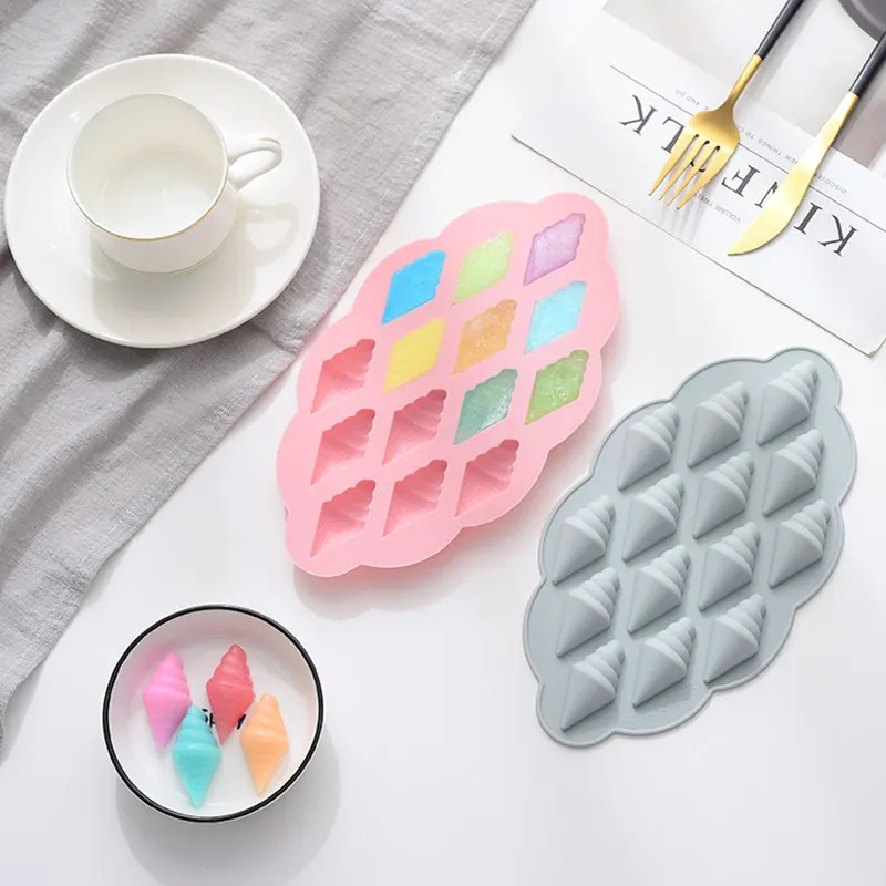 

Ice Cream Cone Shape Silicone Chocolate Mold Ice Tray Fondant Mold Jelly Candy Sugar Soap Cake Mold DIY Cake Decorating Tools