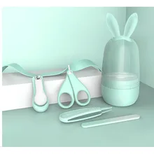 4 шт. набор для ухода за ребенком, Детские ногти, уход за ухом и носом, триммер для пальцев, пинцет, кусачки для ногтей, коробка для путешествий с животными из мультфильмов