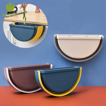 

Wall Mounted Folding Waste Bin Kitchen Cabinet Door Hanging Trash Bin Garbage Car Trash Can Foldable Bathroom Cleaning Tool