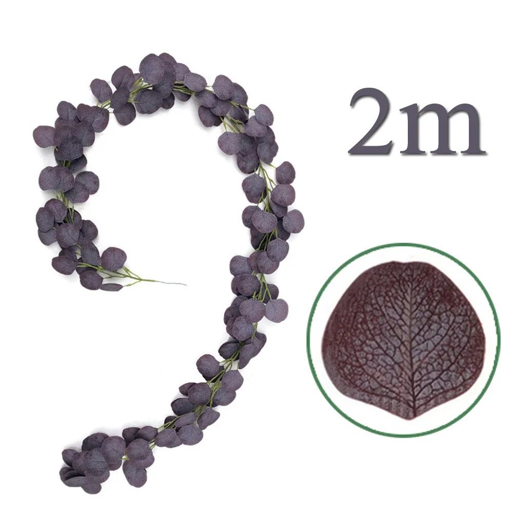 Искусственный Поддельный Лист листья эвкалипта лоза шелковое растение домашний Свадебный декор 2 м