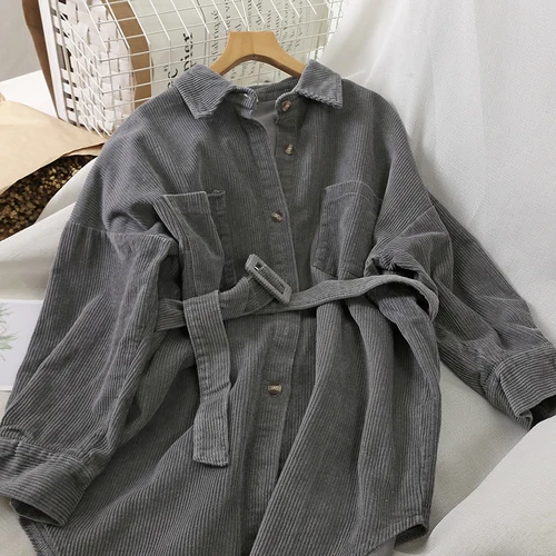 Dark Gray Новое модное женское вельветовое плотное пальто Женская куртка - Цвет: Dark Gray