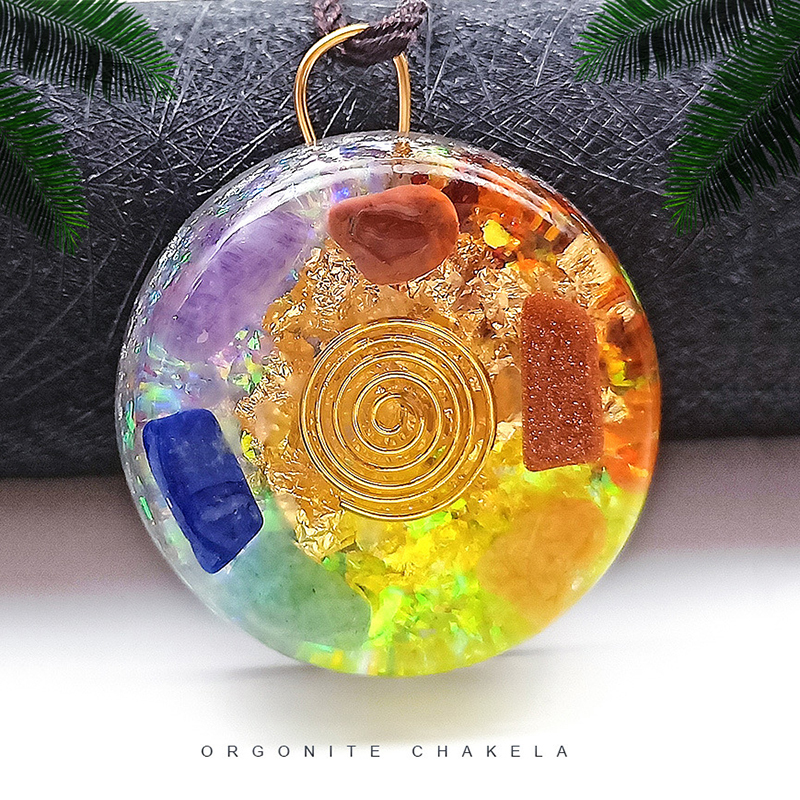 Orgonite 7 Chakra Energy Pendant Necklace Rainbow Crystal Stones Yoga Healing Meditation Necklaces Resin For Women Men Jewelry