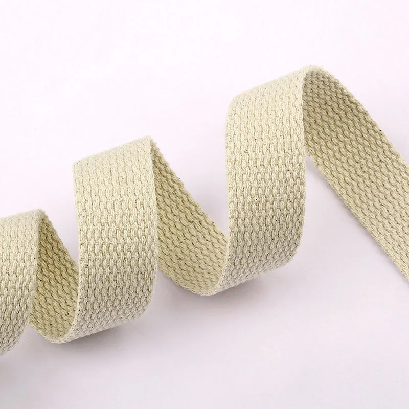 

10 Yards 100% Cotton Canvas Webbing Beige 20mm 25mm 38mm Bag Knapsack Sewing Strap Belt DIY Accessories 1.5-1.8mm Thick