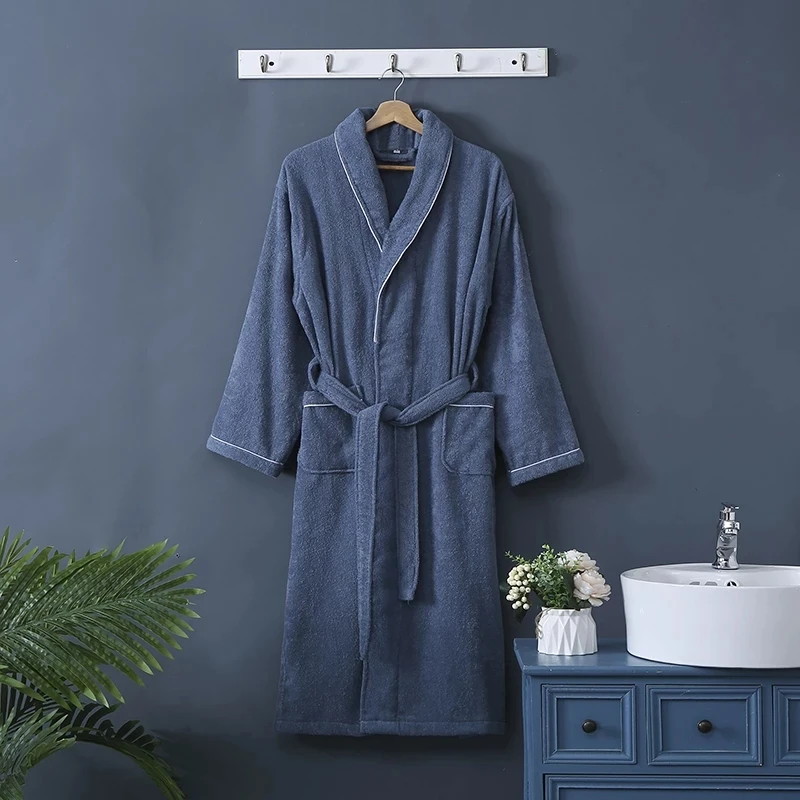 terry-towel-bathrobe-sleepwear-robe-women-men's-long-bath-robes-couple's-dressing-gown-sleep-gown-100-cotton-terry-robe-kimono