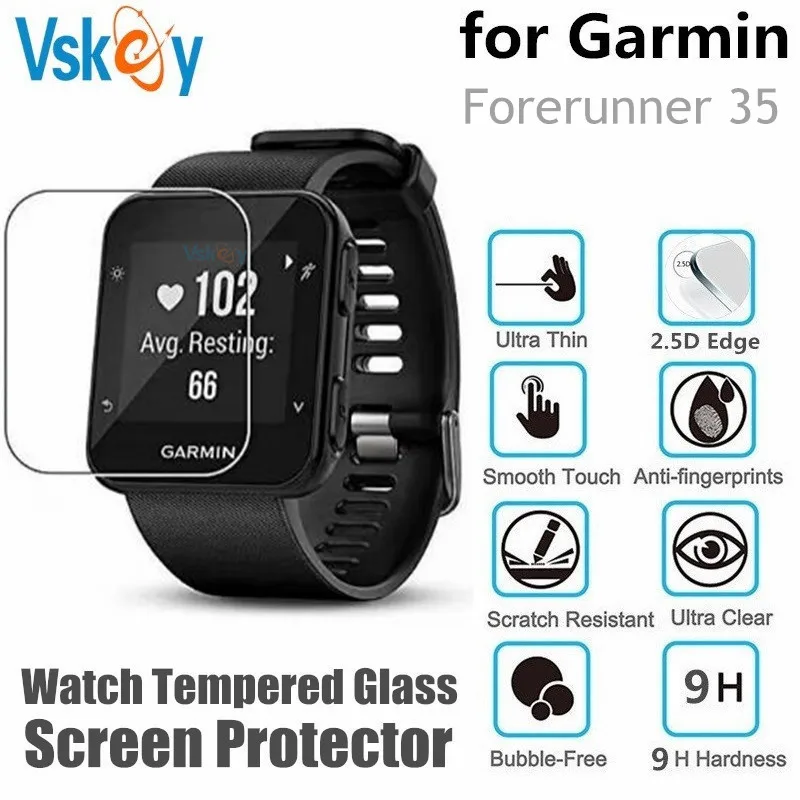 VSKEY 100PCS Tempered Glass for Garmin Forerunner 35 Screen Protector Smart Wrist Watch Anti-Scratch Protective Film